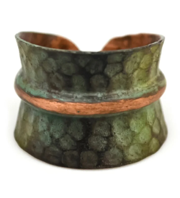 Bamboo style rings-Copper patina ring