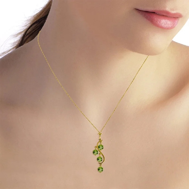 Surf wave necklaces-2.25 Carat 14K Solid Gold Tables Turned Peridot Necklace