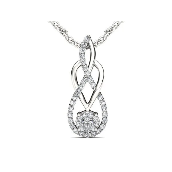 Vivid druzy necklaces-De Couer IGI Certified 10k White Gold 1/4ct TDW Diamond Infinity Fashion Necklace - White H-I