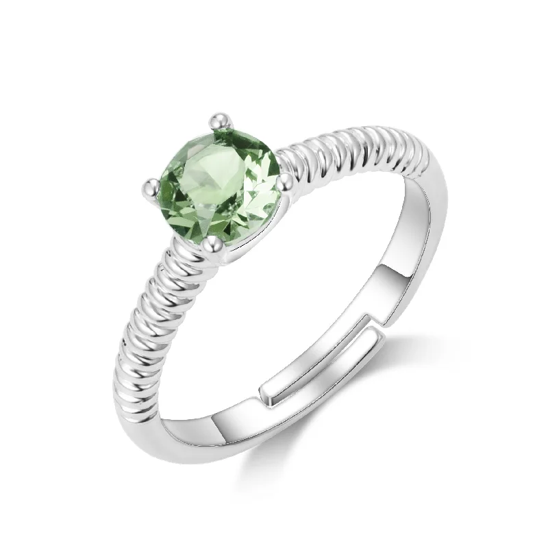 Tiered design rings-Light Green Adjustable Crystal Ring Created with Zircondia® Crystals