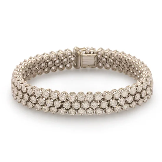 Three Row Diamond Tennis Bracelet