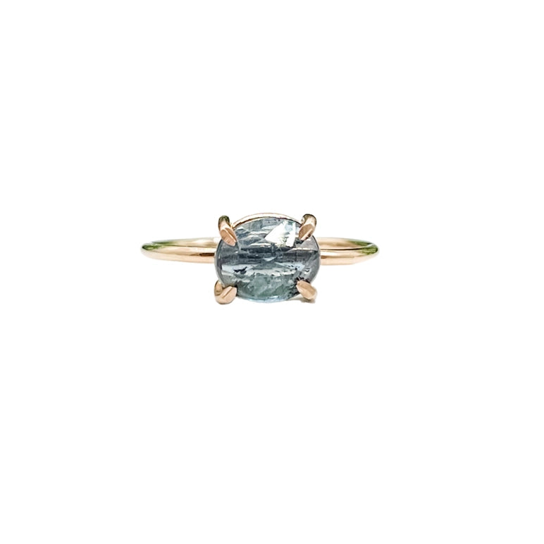 Tri-tone rings-Gold Filled- Teal Kyanite Ring