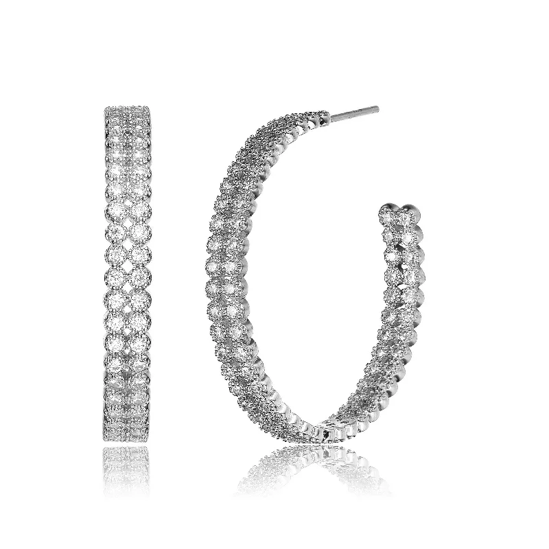 Layered tier earrings-Cléo Double Row Open Hoop Earrings