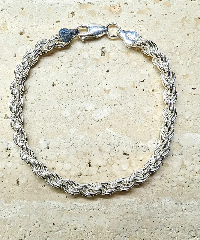 Sterling Silver Solid Rope Bracelet