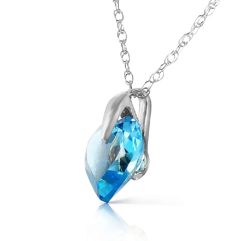 Haze glass necklaces-1.15 Carat 14K Solid White Gold Hope Is Life Blue Topaz Necklace