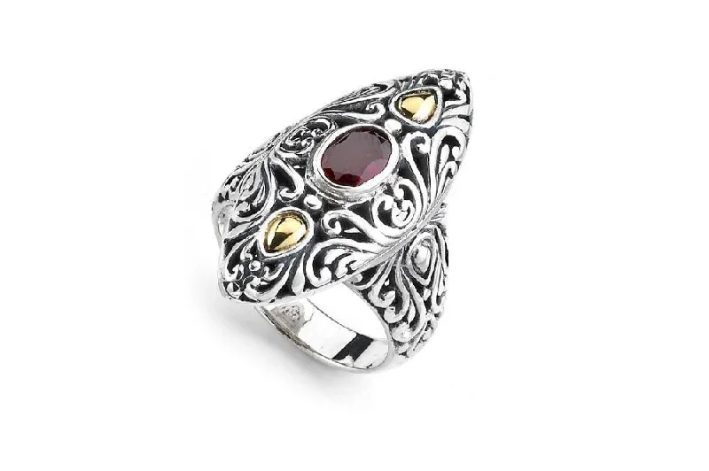 Light wood rings-Elea Ring- Garnet