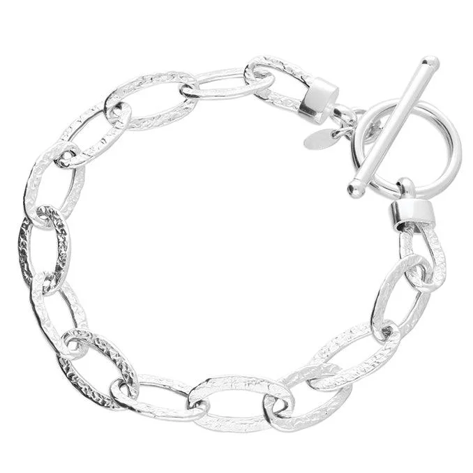 Sterling Silver T-Bar Textured Bracelet