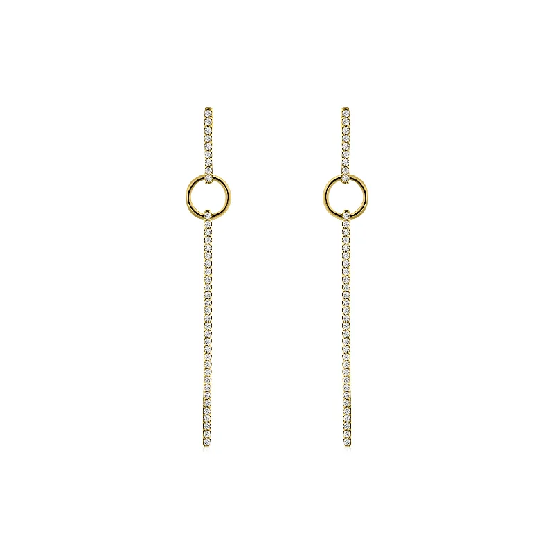 Twine bead earrings-Two Tone Diamond Line Earrings