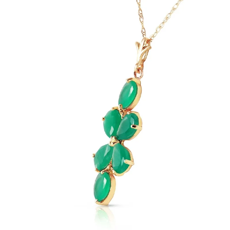 Linen cord necklaces-3.15 Carat 14K Solid Gold Spring Overflow Emerald Necklace