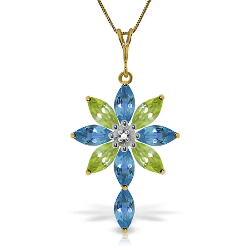 Crystal-twisted necklaces-2 Carat 14K Gold Necklace Diamond, Blue Topaz Peridot