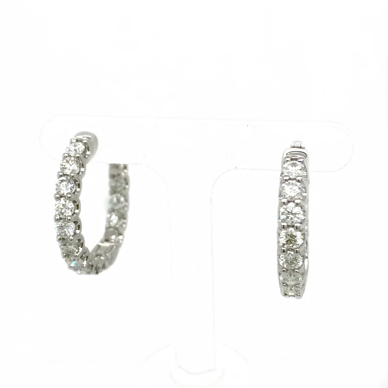 Flat badge earrings-3.00ct In & Out Diamond Hoops