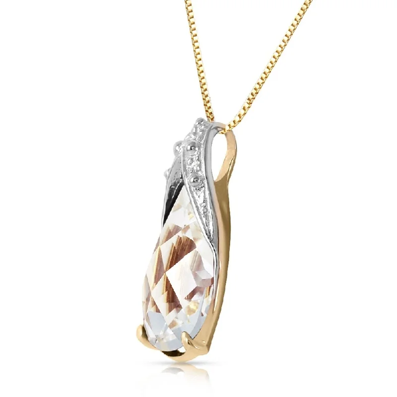 Slanted design necklaces-5 CTW 14K Solid Gold Love Awaits White Topaz Necklace