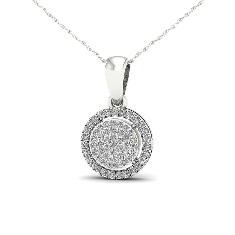 Fine bead necklaces-De Couer IGI Certified 1/6ct TDW Diamond Halo Necklace - White