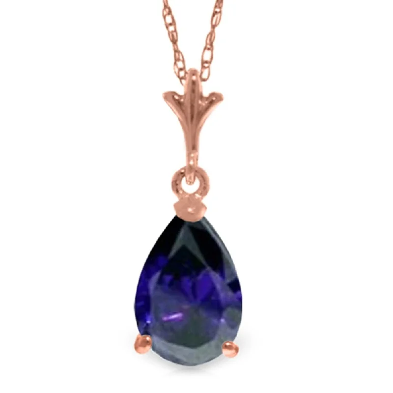 Half moon necklaces-1.5 Carat 14K Rose Gold Necklace Natural Sapphire