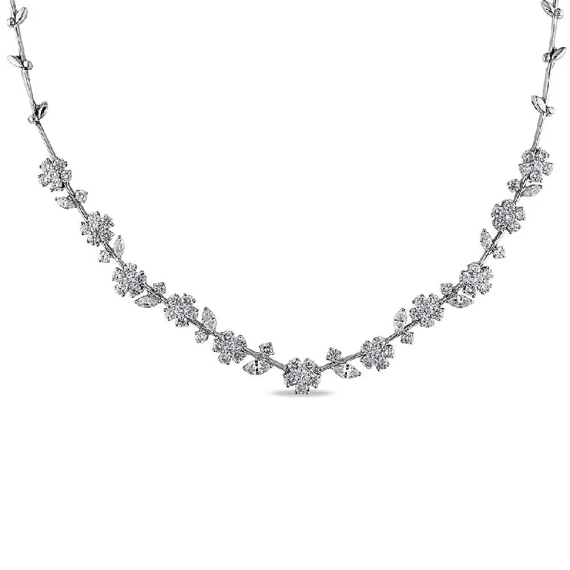 Silk fringe necklaces-Miadora Signature Collection 18k White Gold 13 1/4ct TDW Diamond Necklace