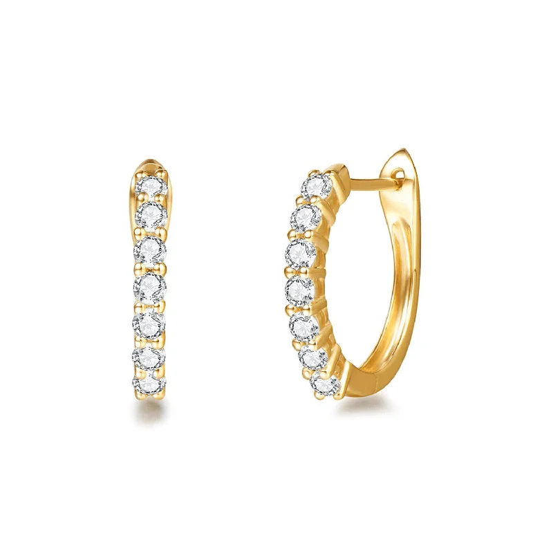 Pure gem earrings-FANCIME Diamond Hinged 14K Yellow Gold Hoop Earrings