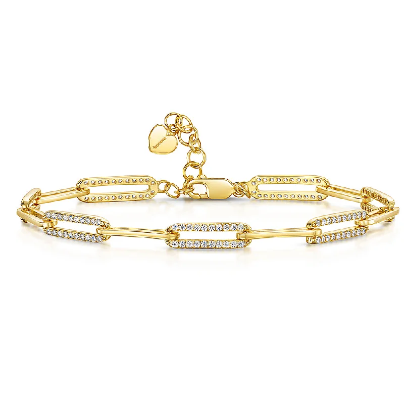 Jools Gold Vermeil Cubic Zirconia Paperlink Bracelet