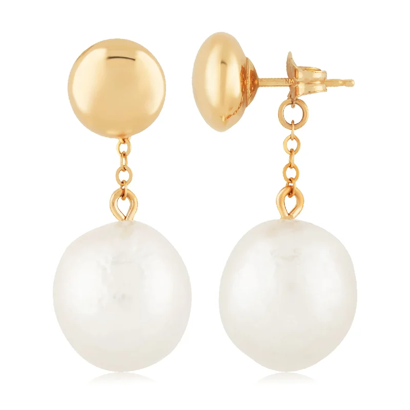 Bamboo style earrings-Baroque Pearl Back Dangle Earring