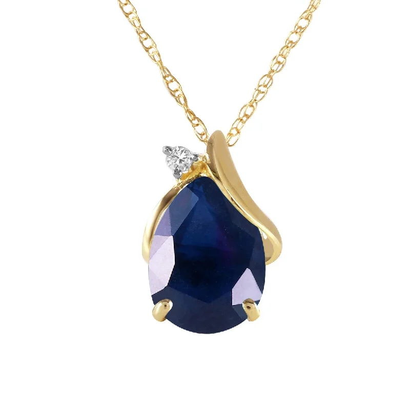 Quartz healing necklaces-2.53 Carat 14K Solid Gold Natural Diamond & Sapphire Gemstone Necklace