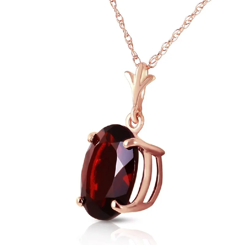 Faith charm necklaces-3.12 CTW 14K Solid Rose Gold Solo Oval Garnet Necklace