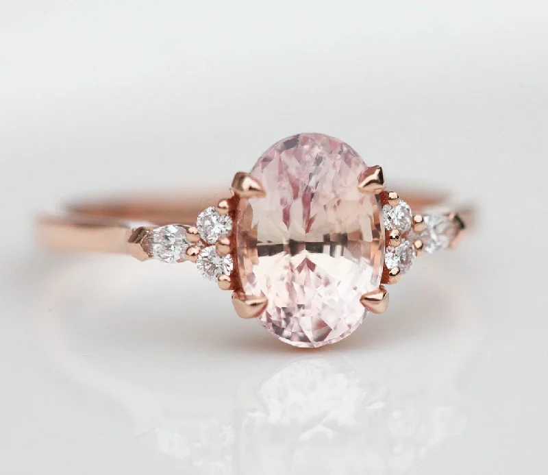 Satin silver engagement rings-Alessandra Peach Sapphire Diamond Ring