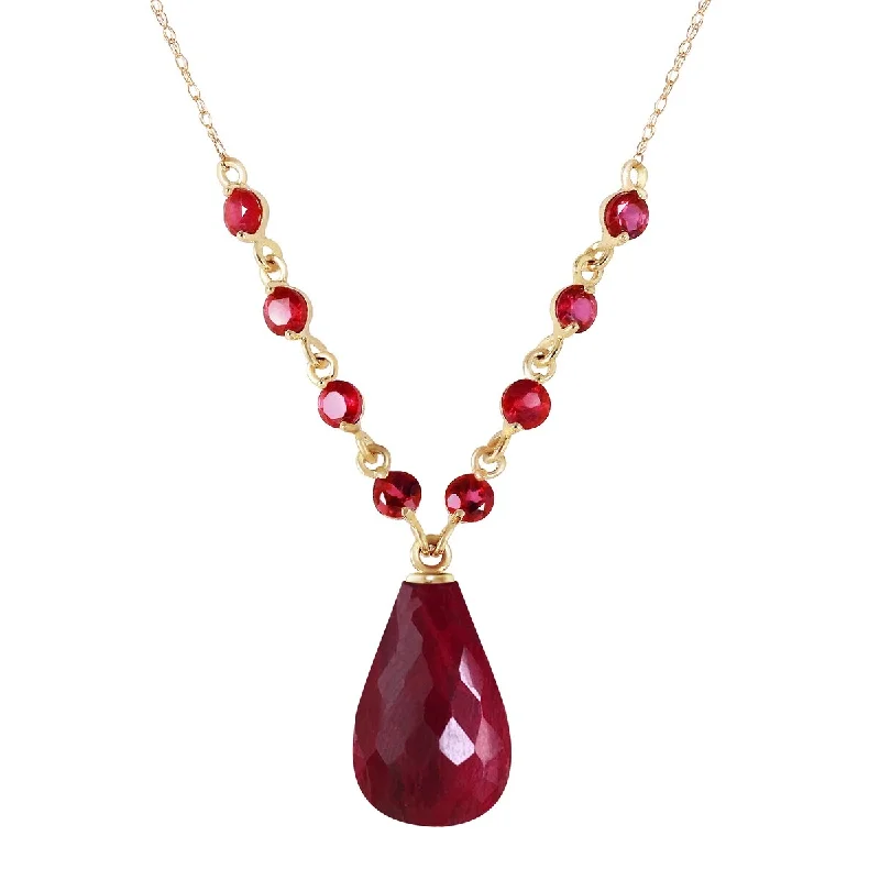 Smooth pendant necklaces-15.8 Carat 14K Solid Gold Everlasting Natural Ruby Briolette Necklace