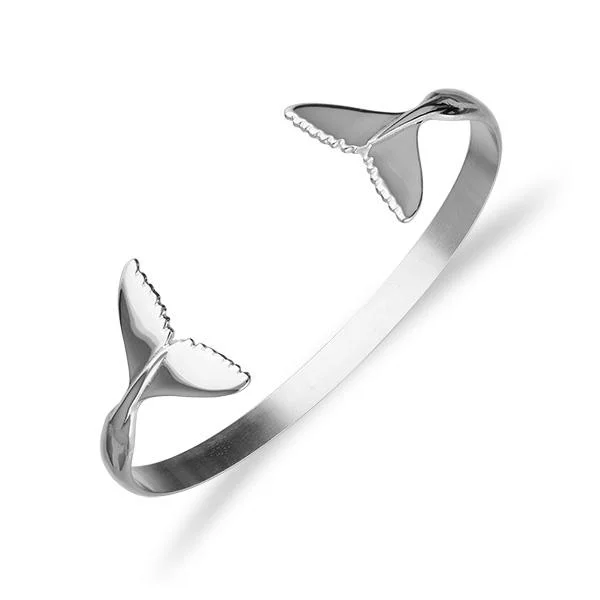 Humpback Whale Fluke Silver Bangle FBG 1