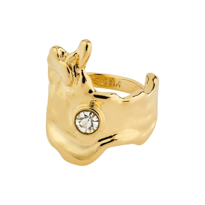 Satin silver rings-GIA crystal ring gold-plated