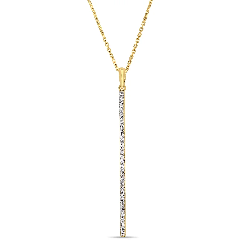 Tarnished silver necklaces-Miadora 14k Yellow Gold 1/6ct TDW Diamond Lariat Bar Necklace - 16 inch x 44.3 mm