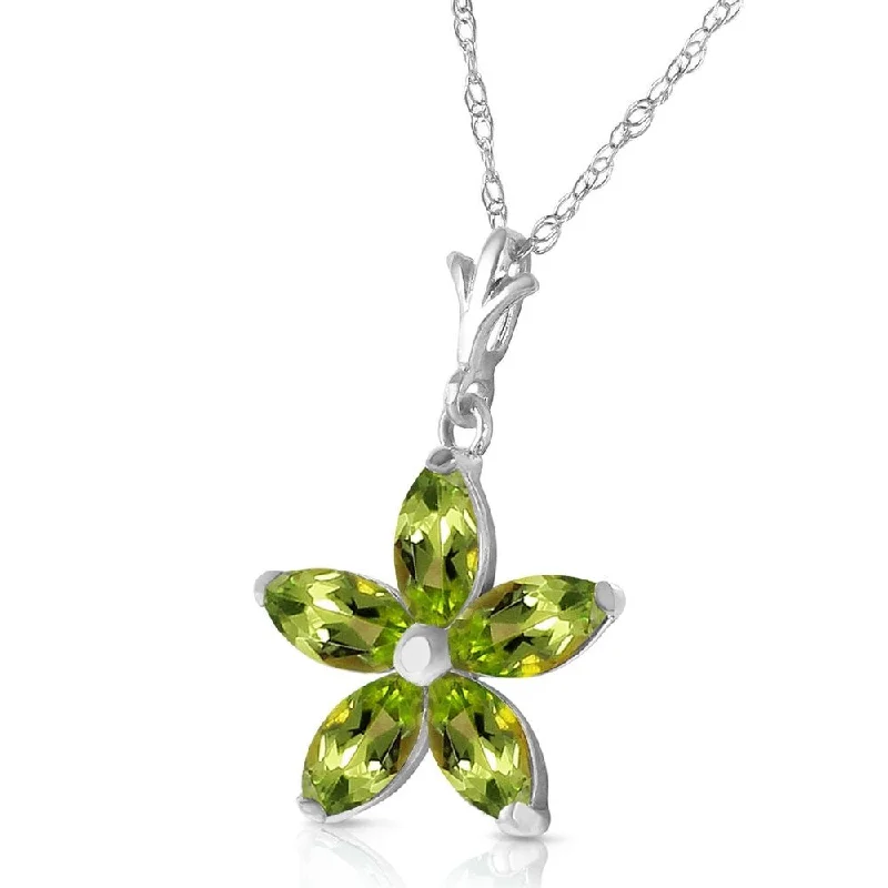 Secure clasp necklaces-1.4 Carat 14K Solid White Gold La Vie Peridot Necklace