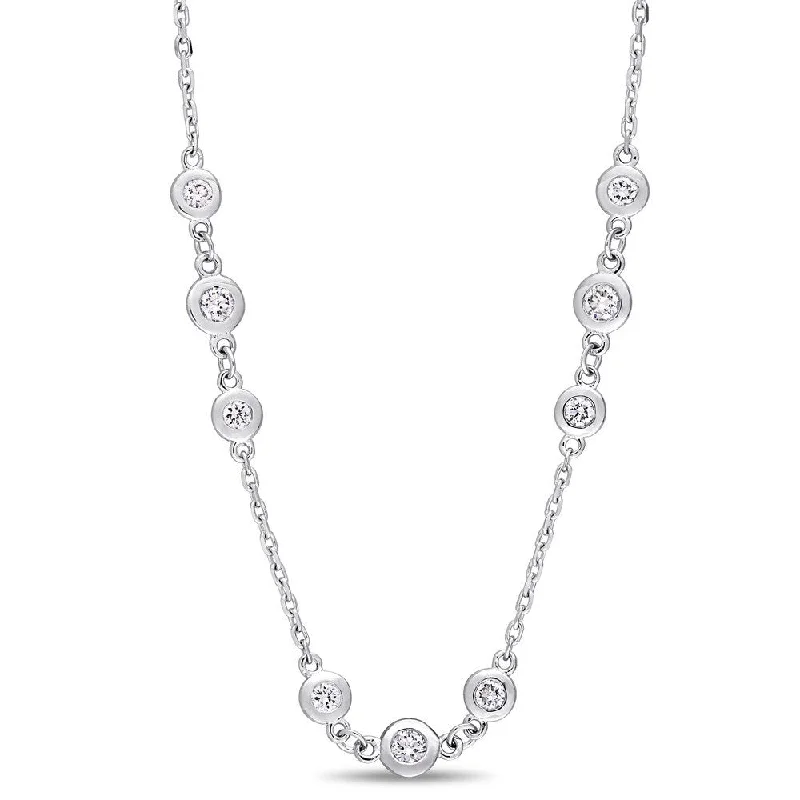 Victorian style necklaces-Miadora Signature Collection 14k White Gold 2-1/4ct TDW Diamond Triple Station 24-Inch Necklace