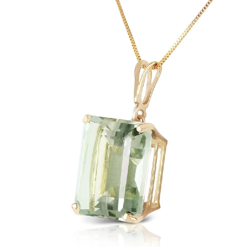 Radiant pearl necklaces-6.5 CTW 14K Solid Gold Necklace Octagon Green Amethyst