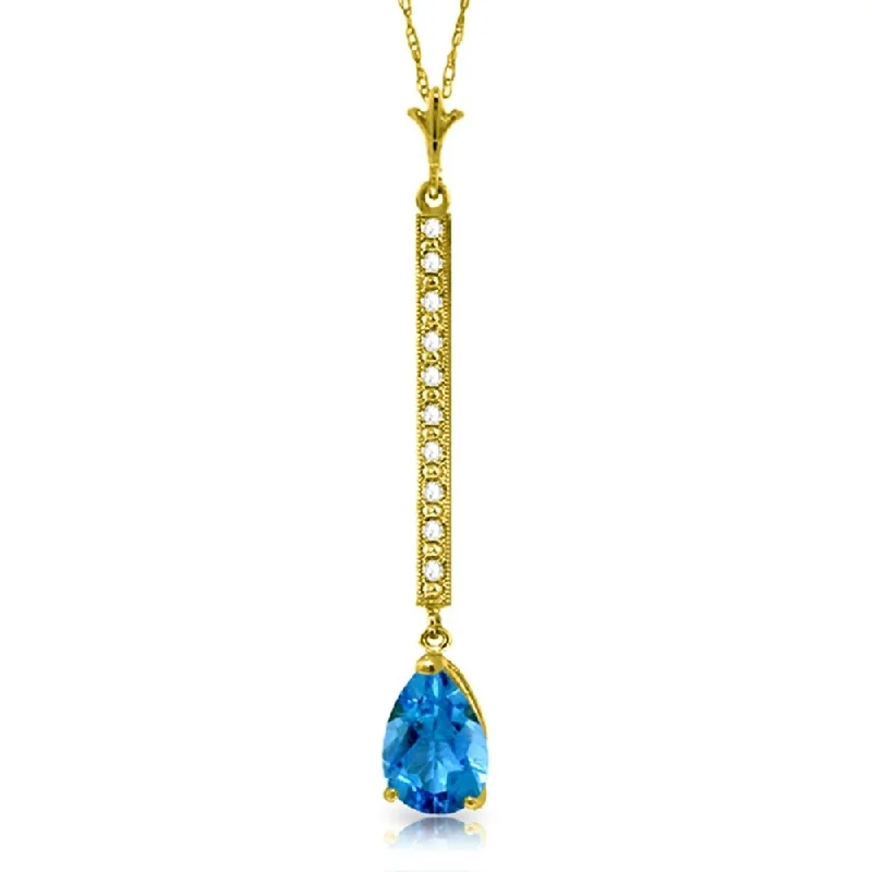 Loop knot necklaces-1.8 Carat 14K Gold Andaman Sea Blue Topaz Diampond Necklace