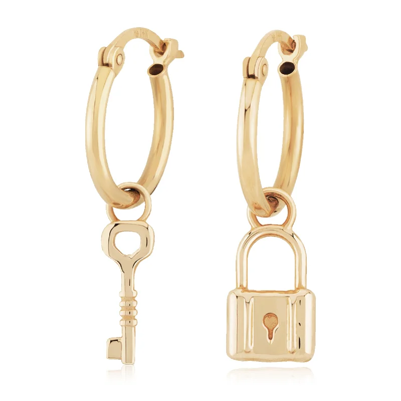 Fine triangle earrings-Lock & Key Petite Hoop Earrings