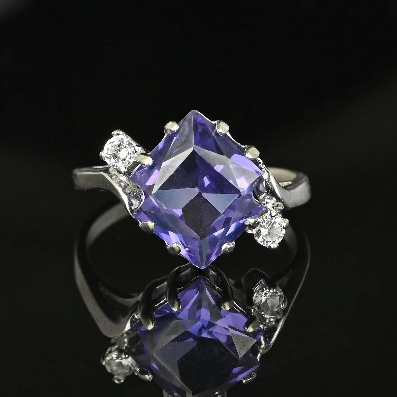 Light wood rings-Fancy Cut Color Change Sapphire Ring in White Gold