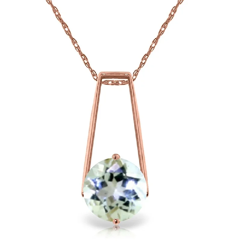 Pixie wing necklaces-1.45 Carat 14K Rose Gold Gold Necklace Aquamarine