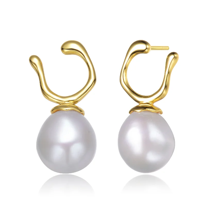 Square stud earrings-Brigitte U-Shaped Pearl Hook Earrings