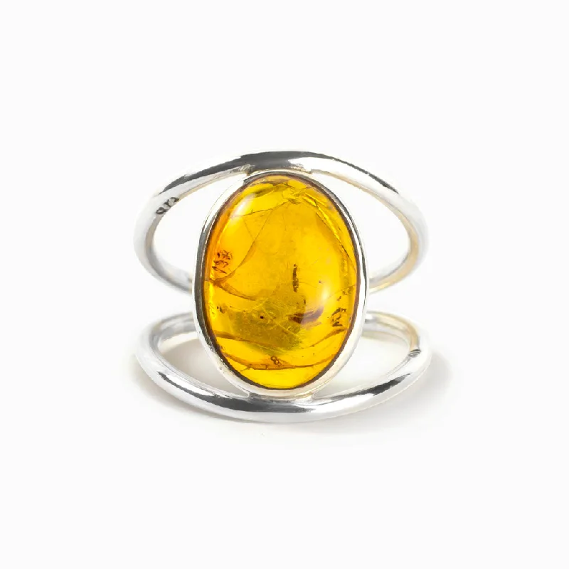 Polished bead rings-Amber Ring