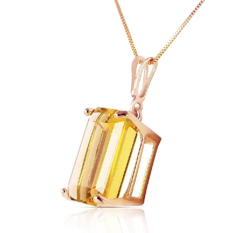 Multi-layer necklaces-14K Solid Rose Gold Necklace with Octagon Citrine