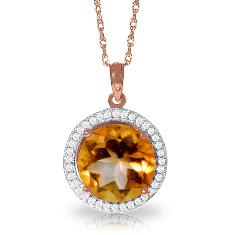 Secure clasp necklaces-6.2 Carat 14K Solid Gold Natural Diamond Citrine Gemstone Necklace