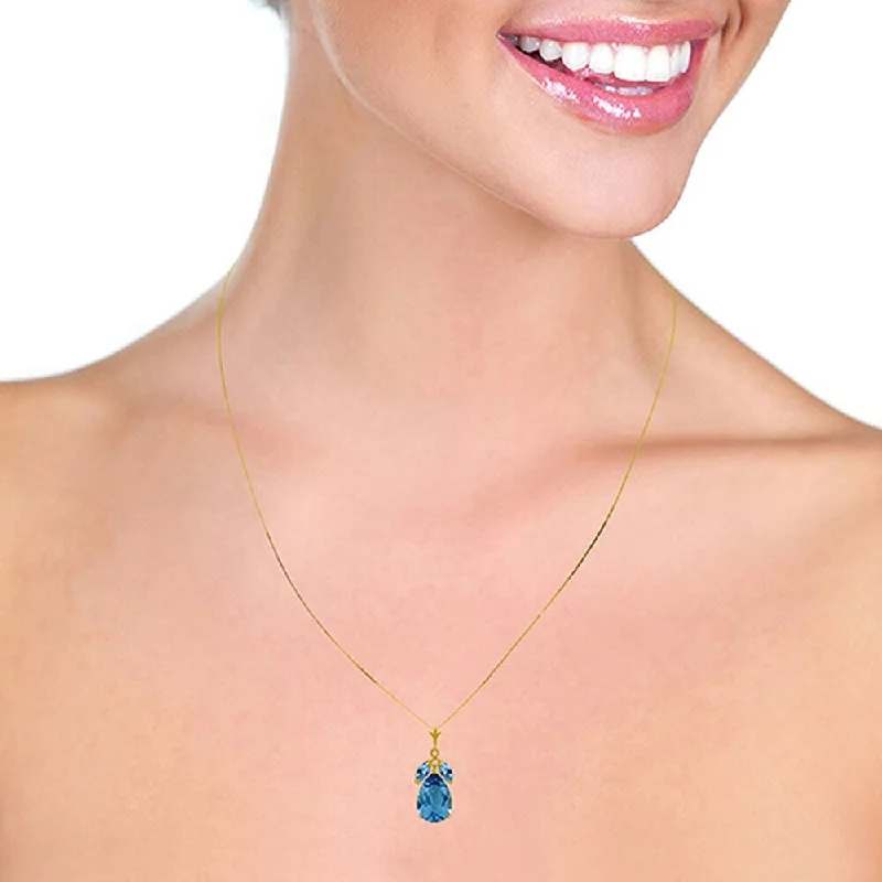 Topaz necklaces-6.5 Carat 14K Solid Gold Good Impressions Blue Topaz Necklace