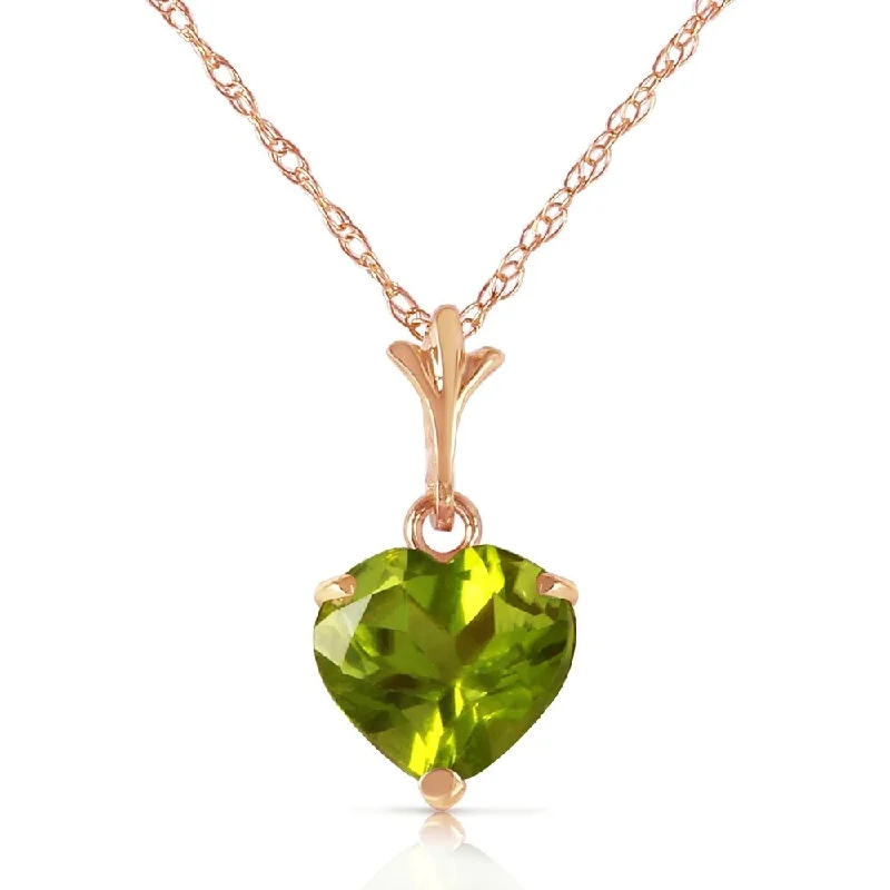 Topaz necklaces-1.15 Carat 14K Rose Gold Proud Heart Peridot Necklace