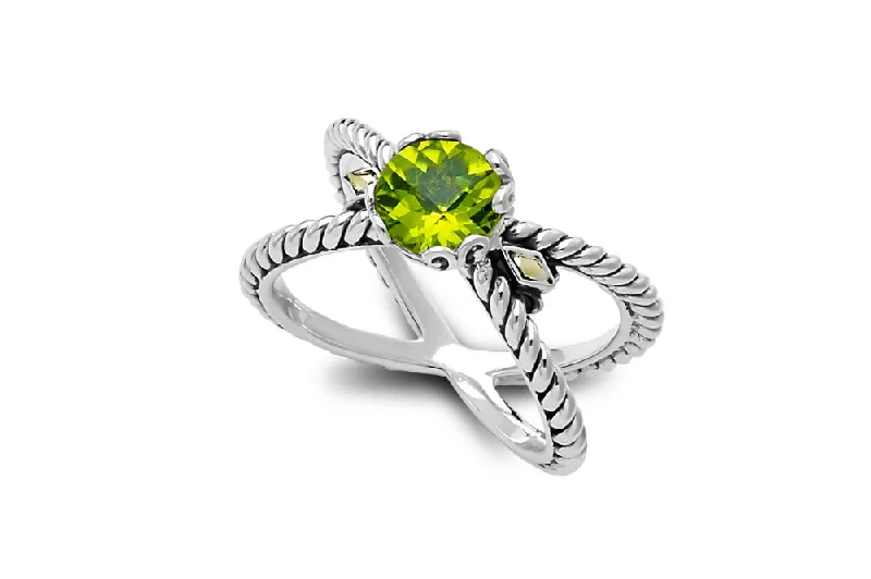 Chunky stone rings-Glow "X" Ring- Peridot