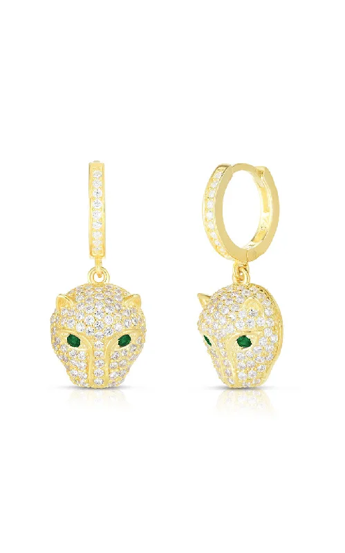 Topaz earrings-CZ Pavé Panther Huggie Hoop Earring