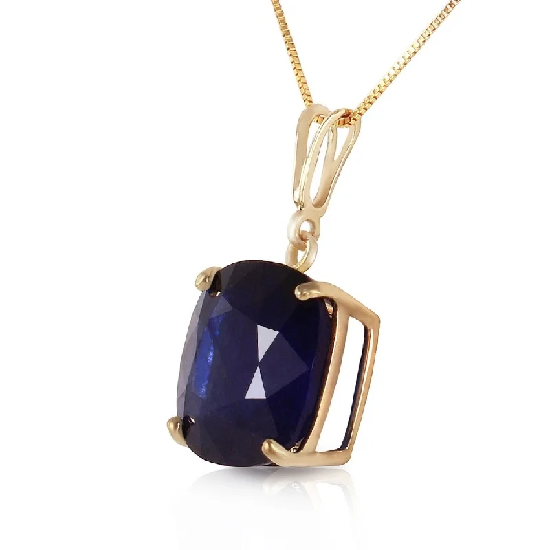 Chic art necklaces-4.83 Carat 14K Solid Gold Necklace Cushion Shape Sapphire