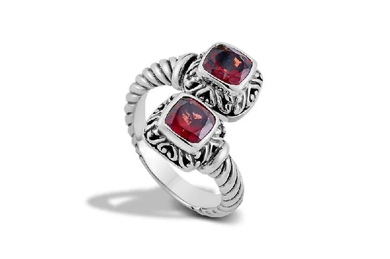 Coiled cord rings-Guntur Ring- Garnet