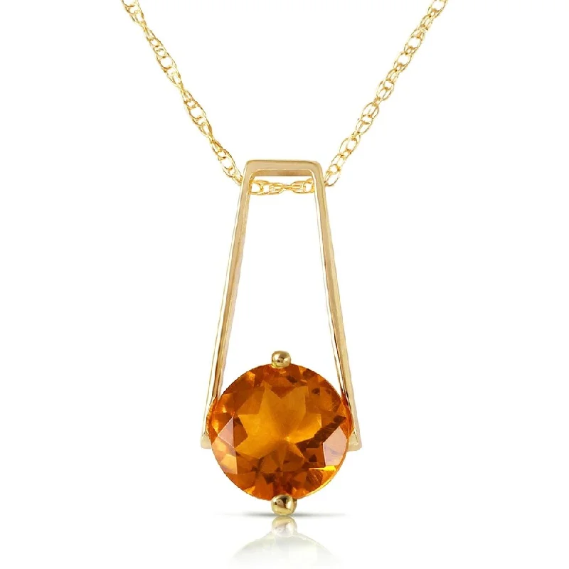 Chic art necklaces-1.45 Carat 14K Solid Gold Privacy Citrine Necklace