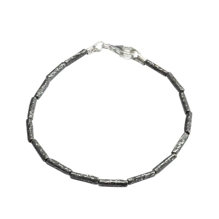 Two Colour Silver Textured Tunnel Bracelet