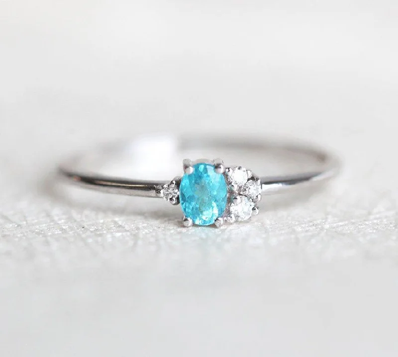 Old cameo engagement rings-Paraiba Tourmaline Ring, 14K Gold Diamond Ring