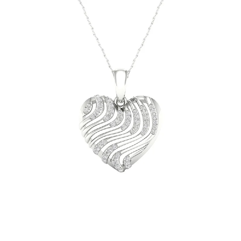 Faith charm necklaces-1/6ct TDW Diamond Heart Necklace in Sterling Silver by De Couer